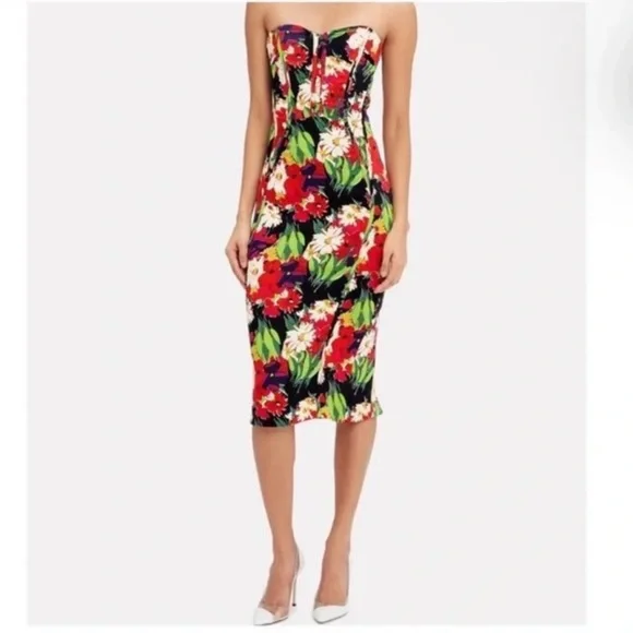 Veronica Beard Saffron Floral Print Strapless Dress Size 2 New - Picture 1 of 10